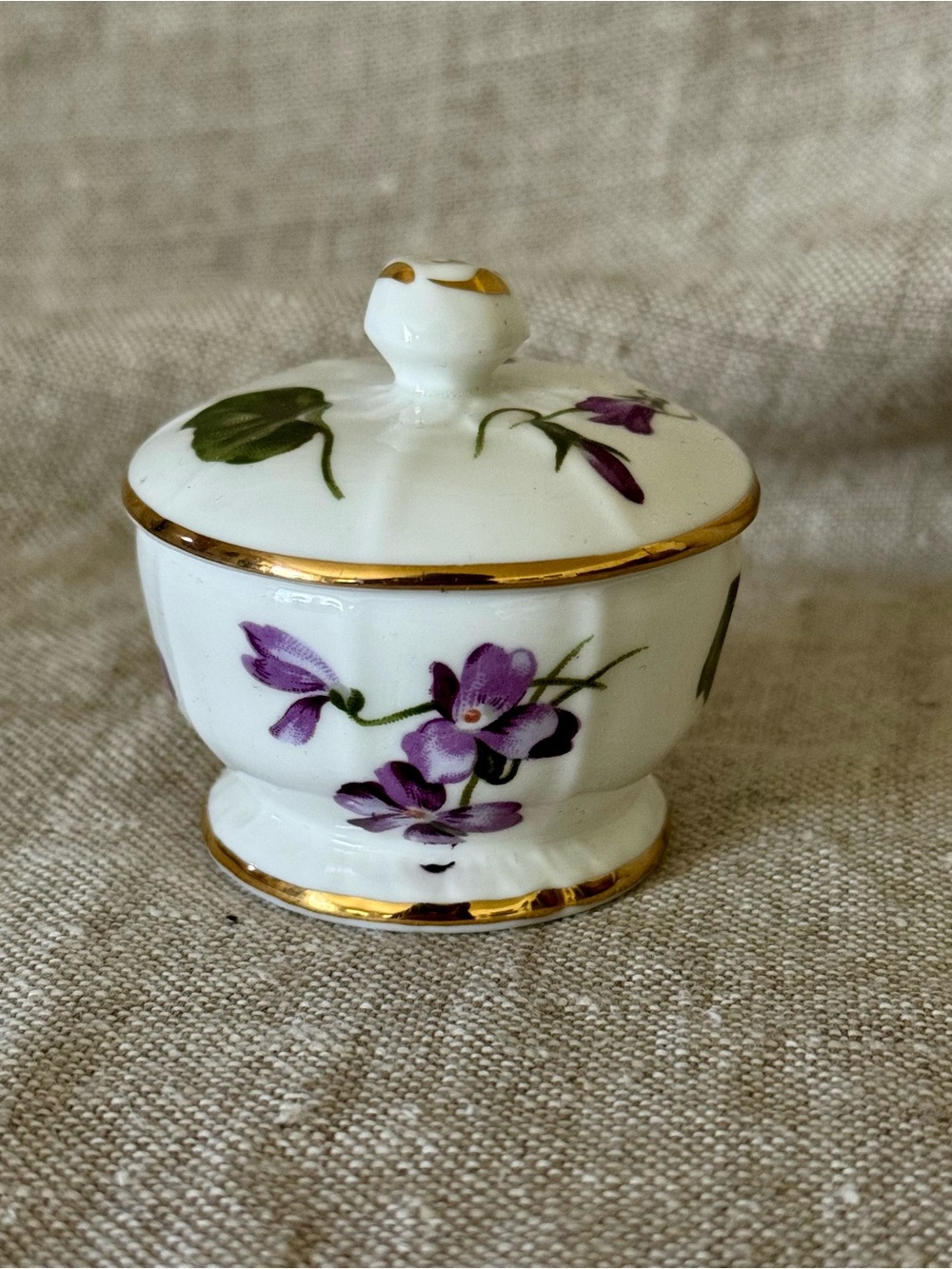 Hammersley Bone China Violets Trinket Box England